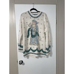 Marisa Christina UglyChristmas Sweater 1995 Medium Santa Claus Father Christmas
